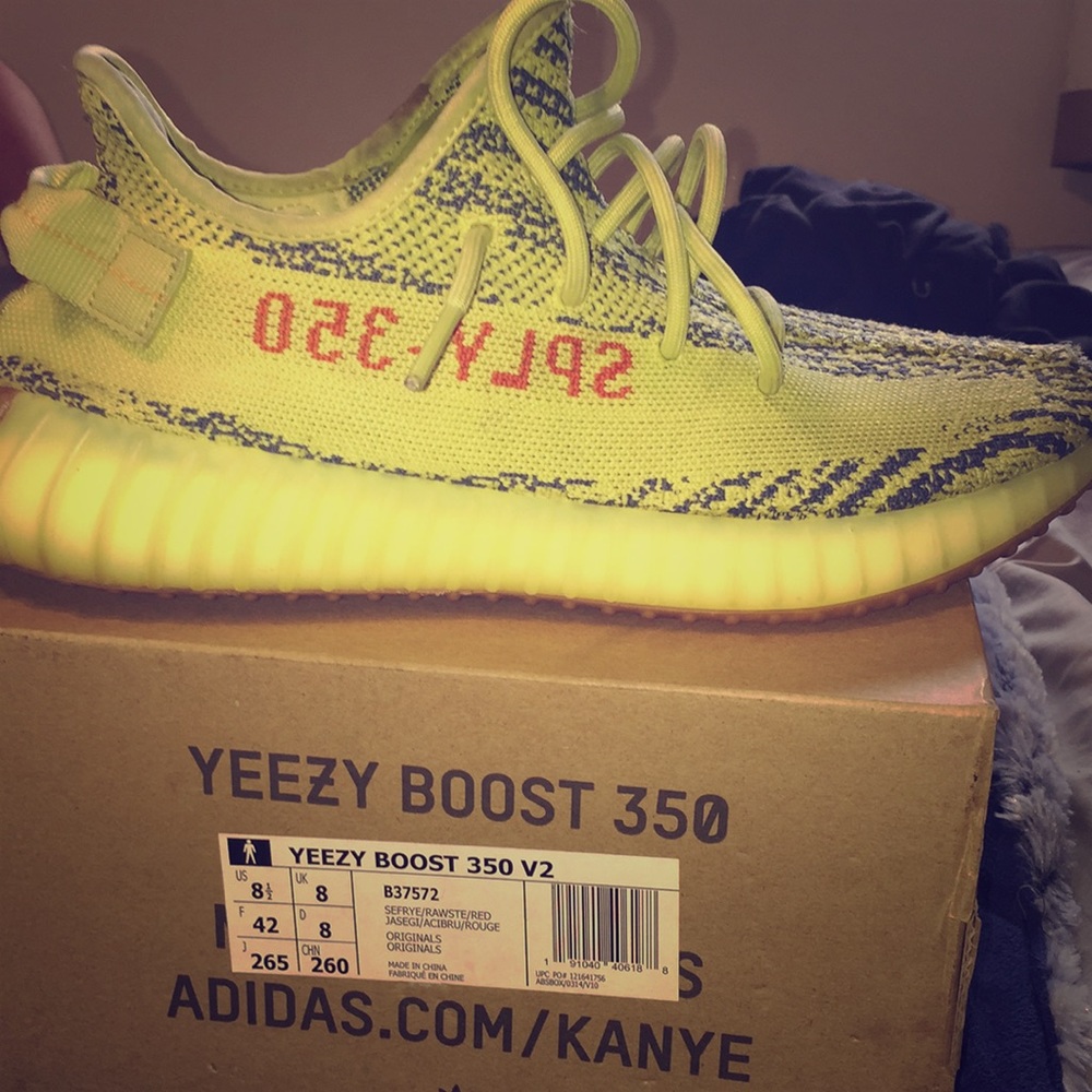 Yeezys blue and yellow